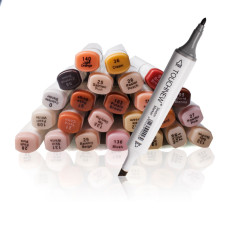  TOUCHNEW T6 24 couleur marqueur à alcool Ton de la peau  double pointe pour le coloriage dessins illustration