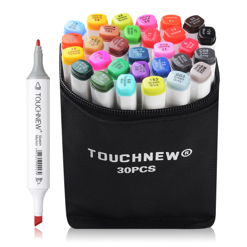 TOUCHNEW T6 marqueurs de dessin animation 30 couleurs pour l'art des adultes avec sac de transport