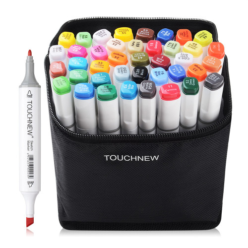 TOUCHNEW T6 marqueurs de dessin animation 40 couleurs pour l'art des adultes avec sac de transport