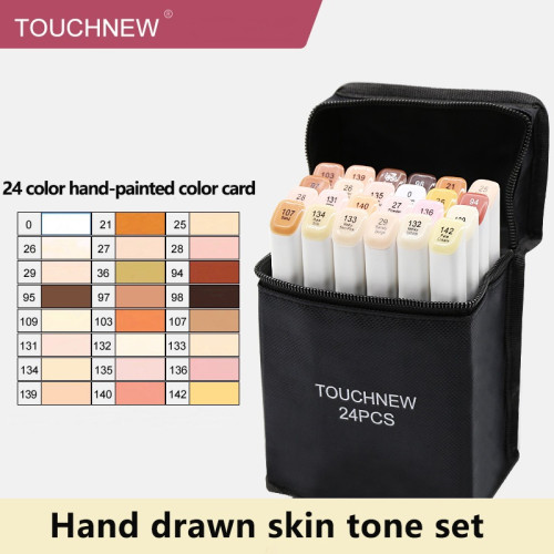 TOUCHNEW T7 peau ton marqueur 24 couleurs pour le dessin d'illustration de portrait