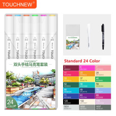 TOUCHNEW T8 24 couleur stylos marqueurs à base d'alcool pour les élèves de dessin d'art